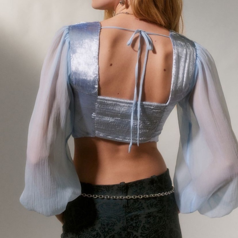 NWT URBAN OUTFITTERS BLUE FLOWY CORSET TOP 💎​​​NWT - Picture 2 of 5